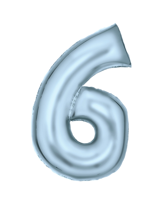 Forma Numero 6 Azul Pastel Seda 86cm