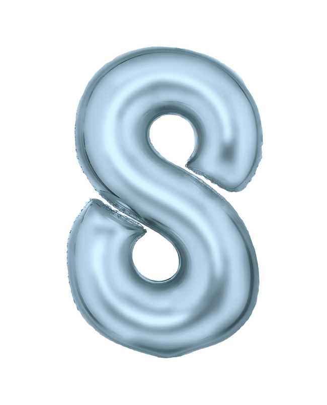 Forma Numero 8 Azul Pastel Seda 86cm