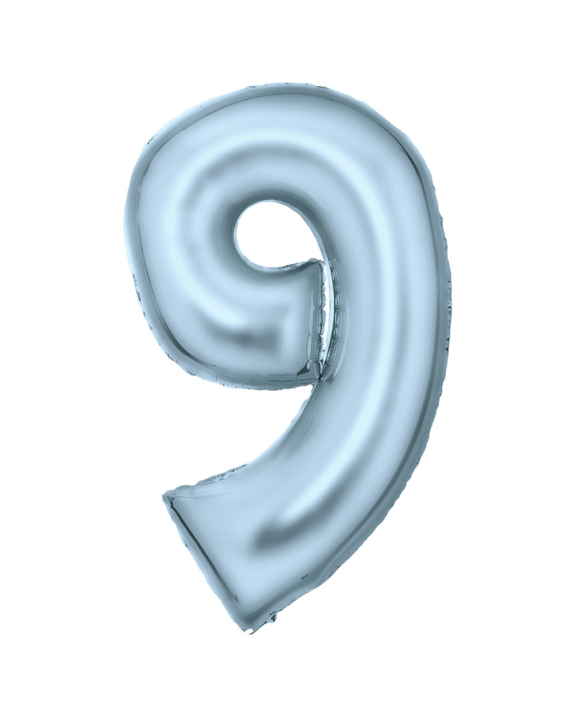 Forma Numero 9 Azul Pastel Seda 86cm