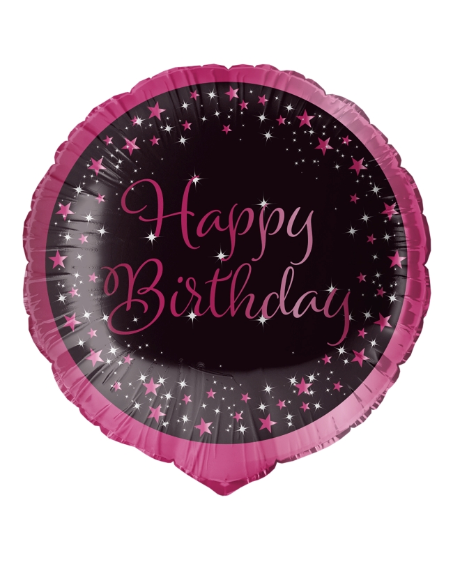 18/45cm Holgr. Cumple Estrellado Rosa H.Bday