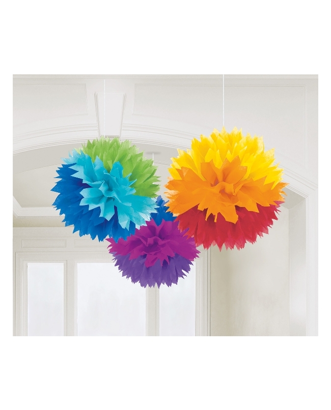 Decor. Colg. Pom Poms Multicolor Papel 40.6cm