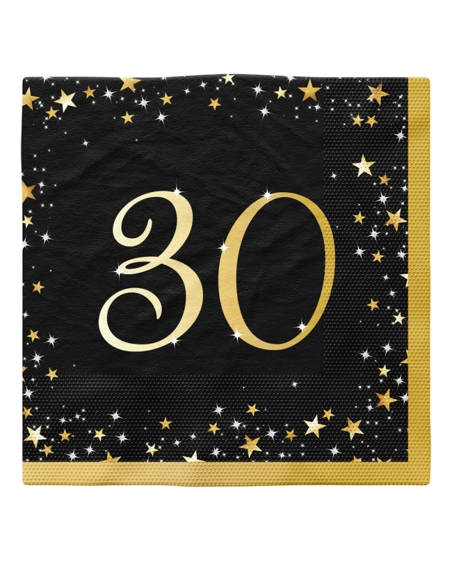 Servilletas 33X33cm Cumple Estrellado Oro 30