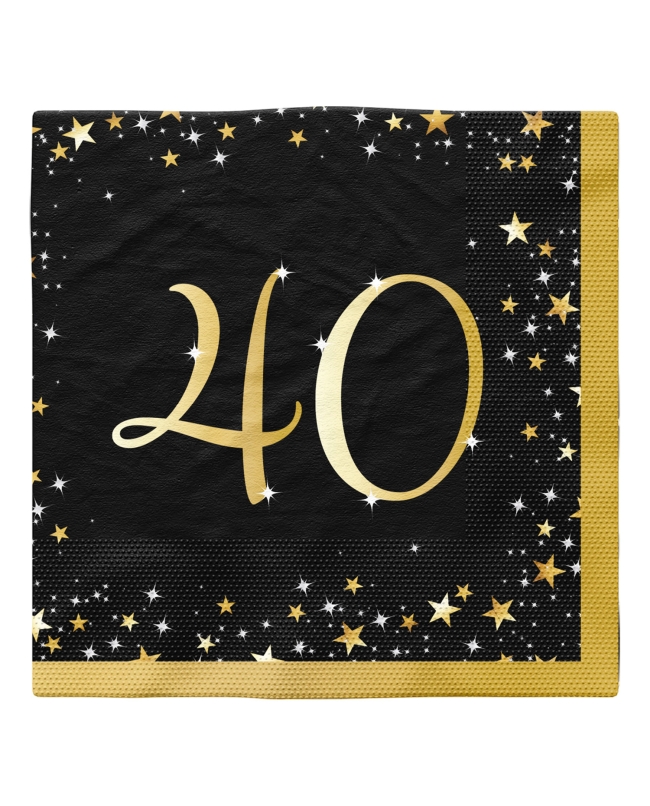 Servilletas 33X33cm Cumple Estrellado Oro 40