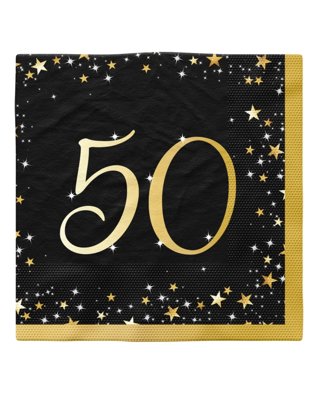 Servilletas 33X33cm Cumple Estrellado Oro 50