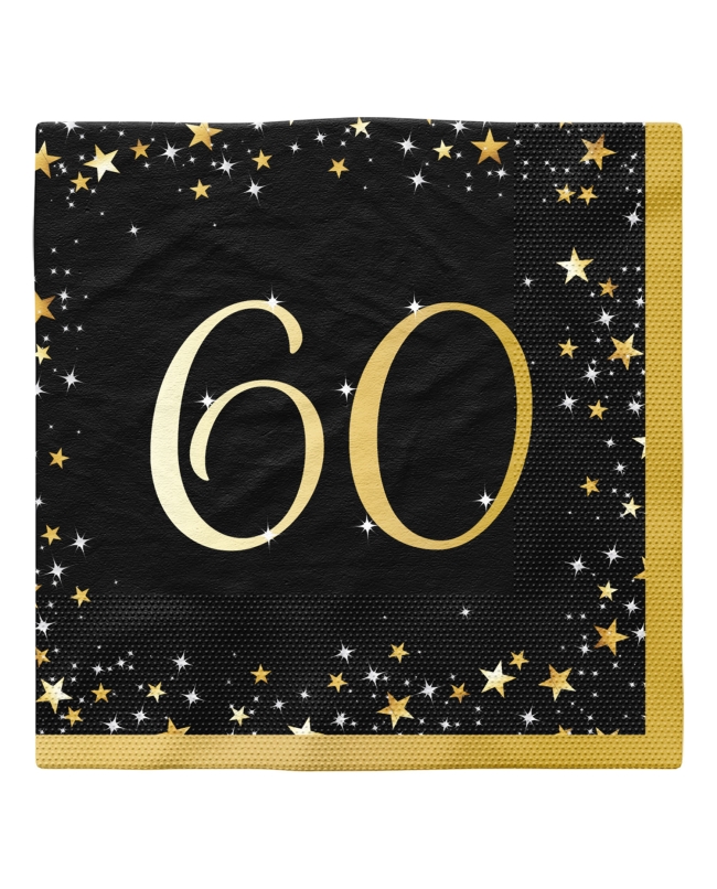 Servilletas 33X33cm Cumple Estrellado Oro 60