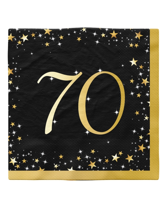 Servilletas 33X33cm Cumple Estrellado Oro 70