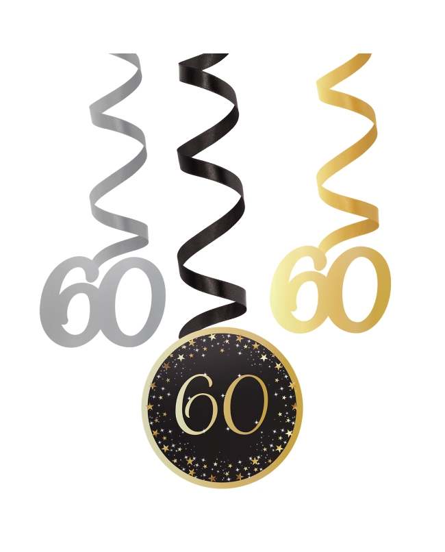 Decor. Colg. Espiral Cumple Estrellado Oro 60 61cm