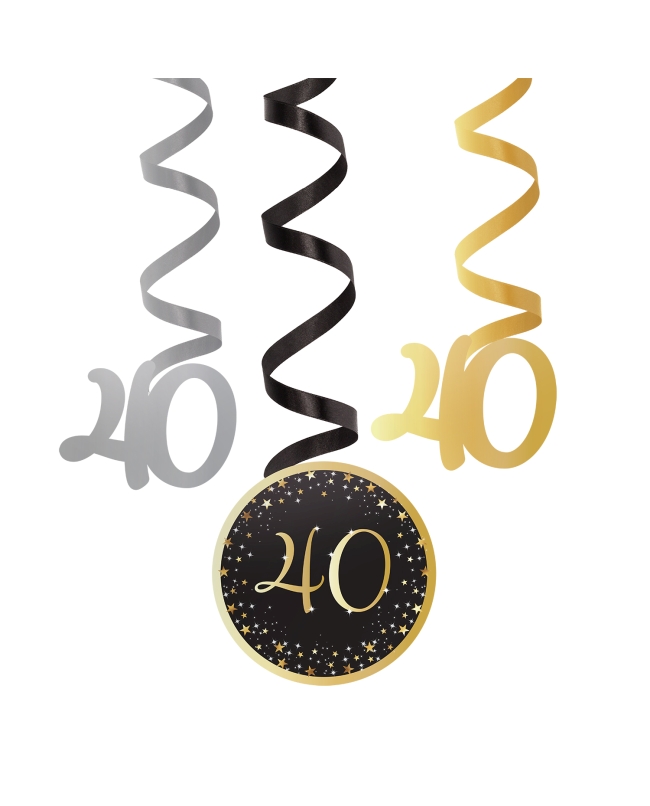 Decor. Colg. Espiral Cumple Estrellado Oro 40 61cm