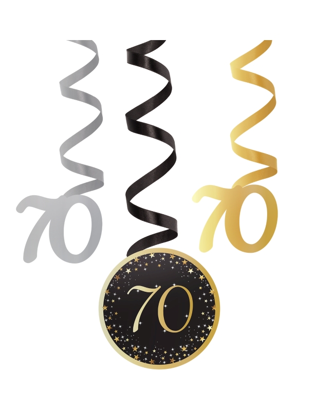 Decor. Colg. Espiral Cumple Estrellado Oro 70 61cm