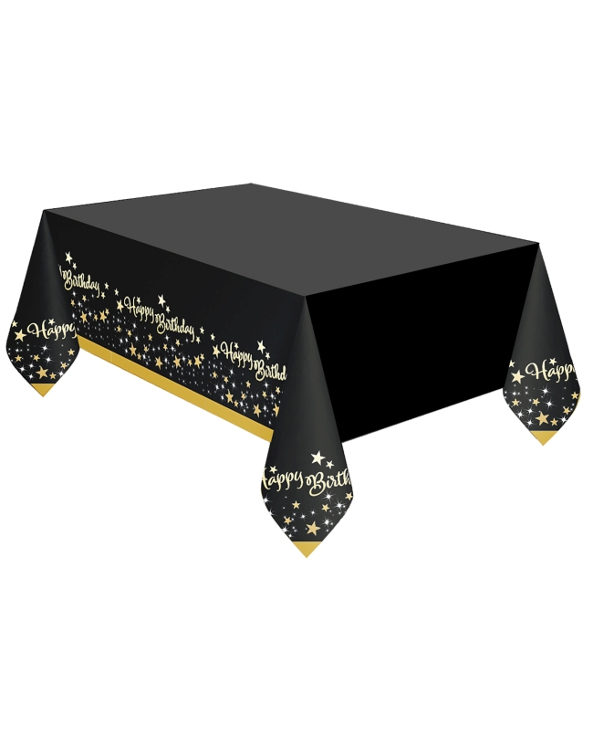 Mantel Cumple Estrellado Oro H.Bday 120 X 180cm