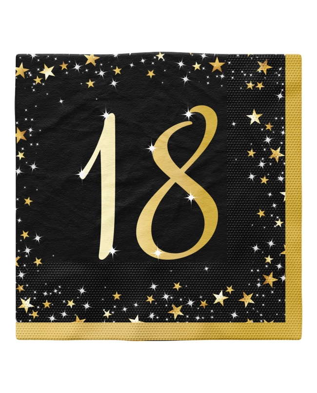 Servilletas 33X33cm Cumple Estrellado Oro 18