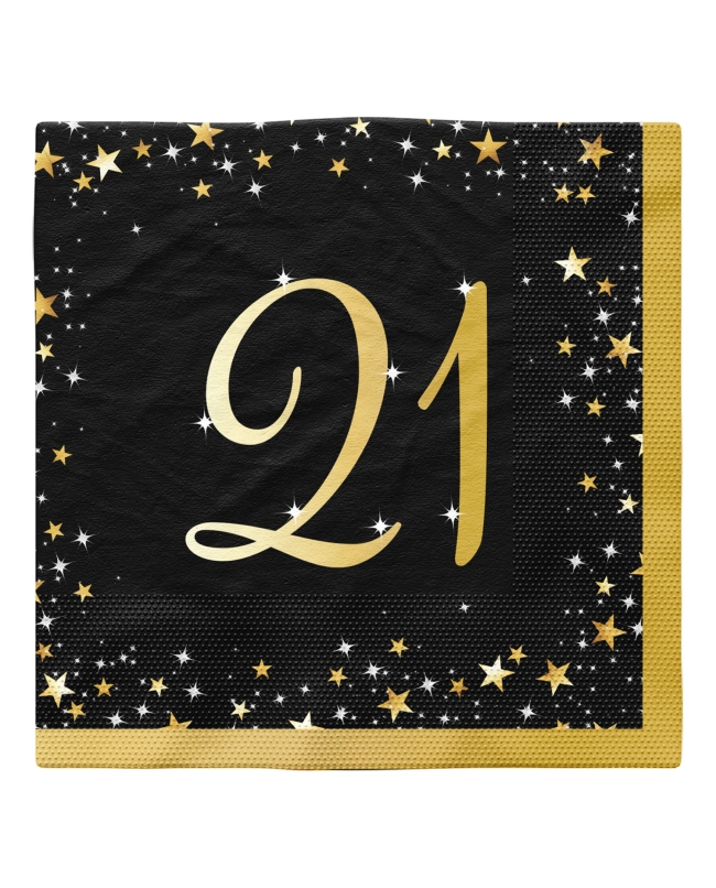Servilletas 33X33cm Cumple Estrellado Oro 21