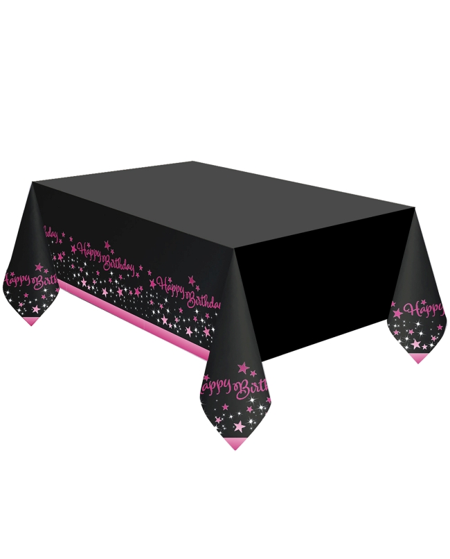 Mantel Cumple Estrellado Rosa H.Bday 120 X 180cm