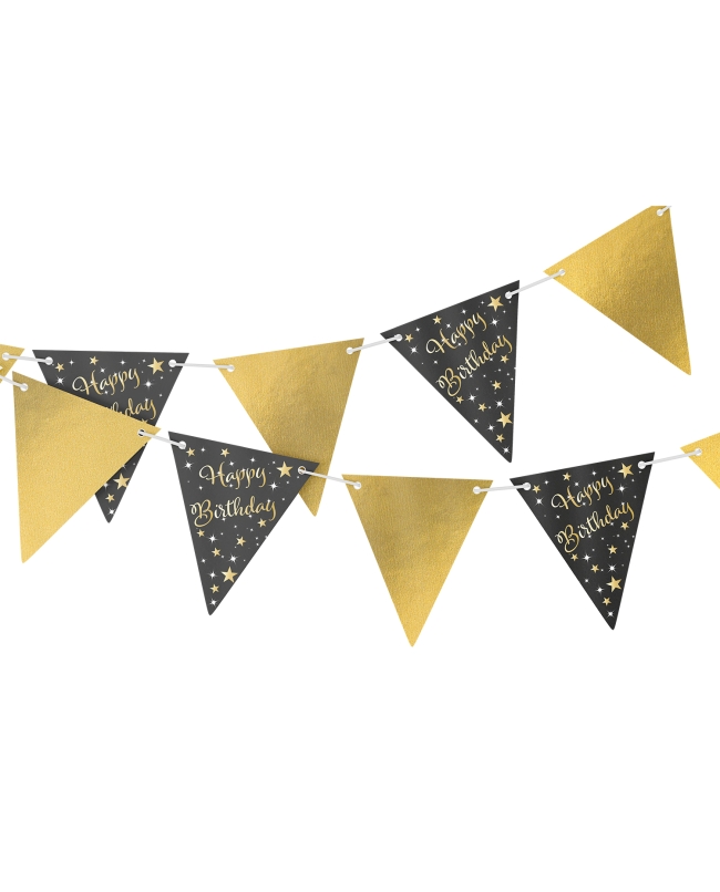 Banderin Cumple Estrellado Oro H.Bday 400 X 19cm