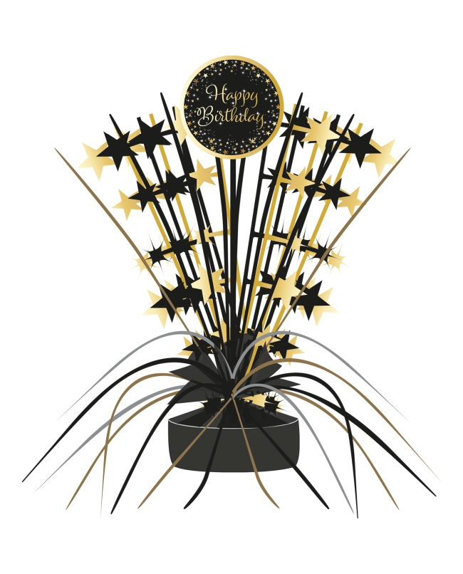 Centro Mesa Cumple Estrellado Oro H.Bday 45,7cm