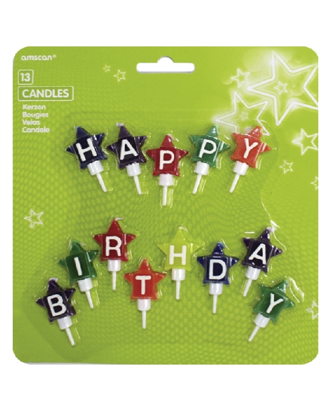 Vela Mini Estrellas Happy Birthday 4,1cm