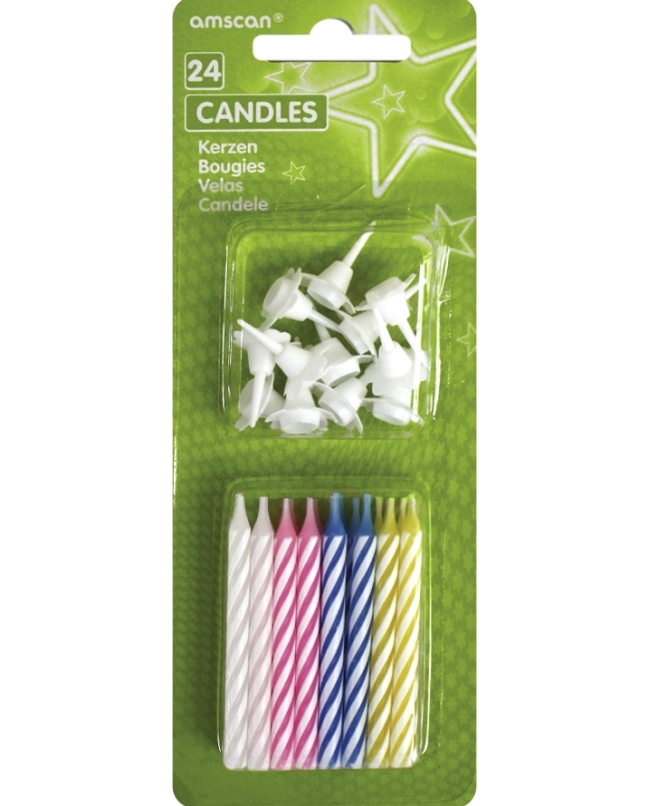 Velas Espiral Colores 6,3cm + Sujetavelas