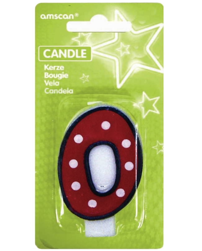 Vela Puntitos Borde Negro 7,6cm Nº 0