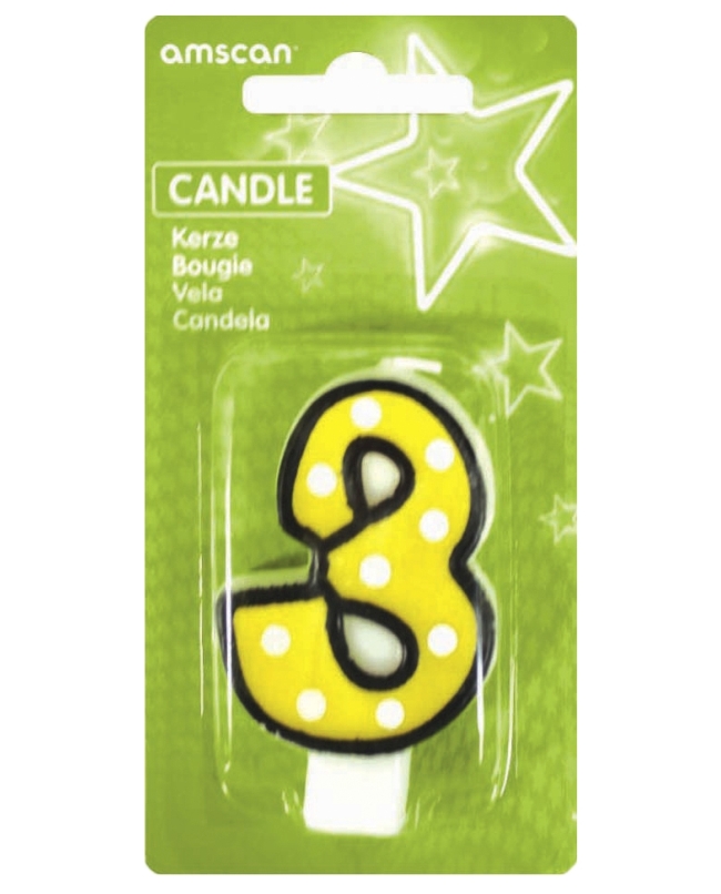 Vela Puntitos Borde Negro 7,6cm Nº 3