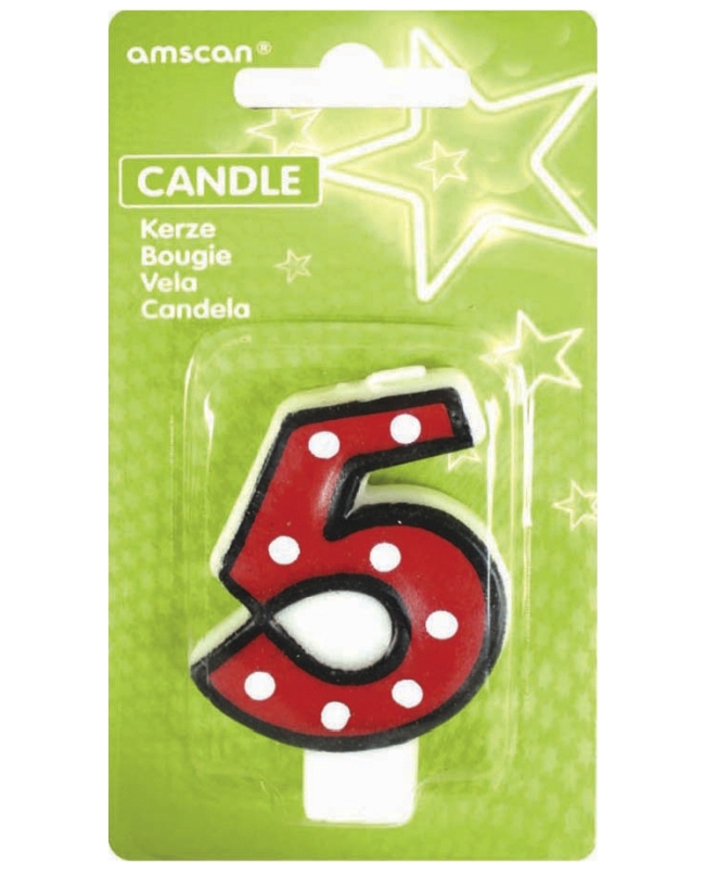 Vela Puntitos Borde Negro 7,6cm Nº 5