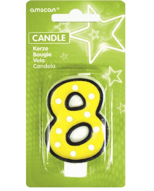 Vela Puntitos Borde Negro 7,6cm Nº 8