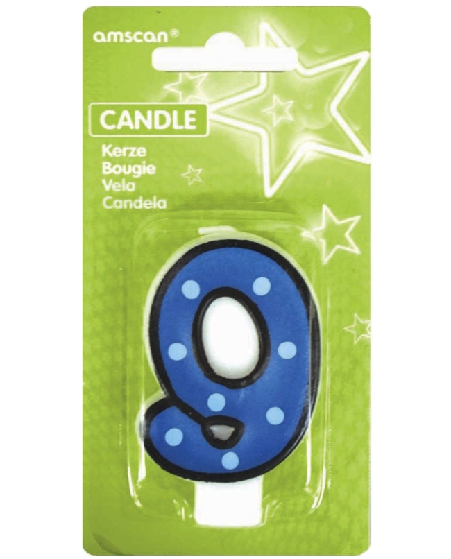 Vela Puntitos Borde Negro 7,6cm Nº 9