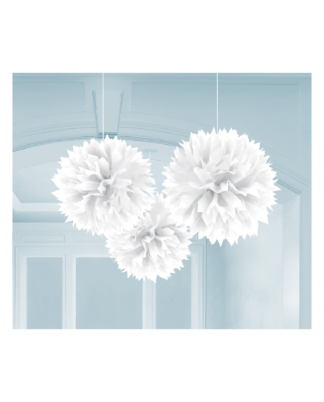 Decor. Colg.Pom Poms Blanco 40,6cm