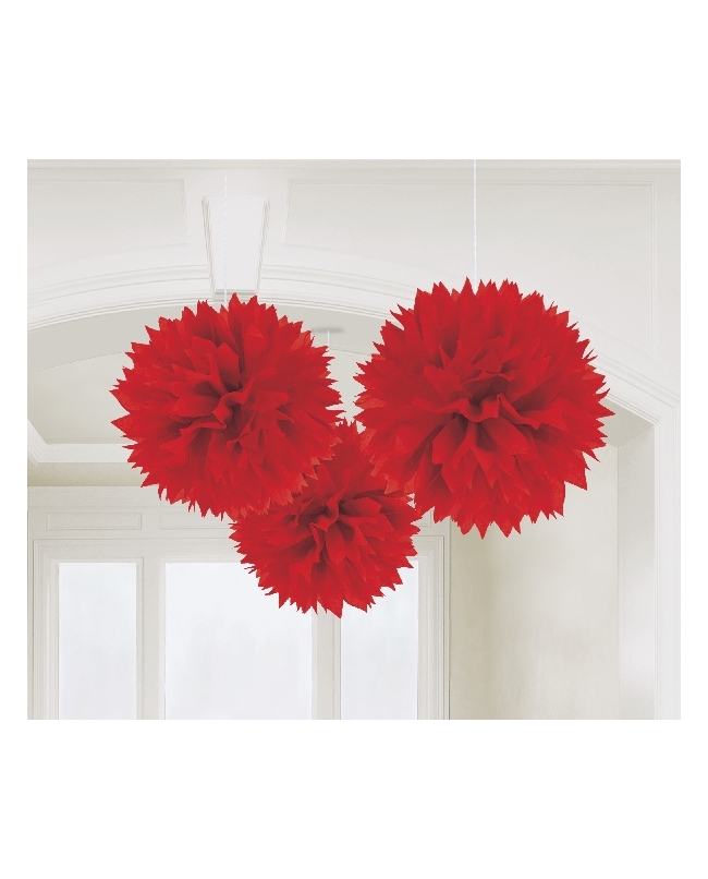 Decor. Colg.Pom Poms Rojo 40,6cm