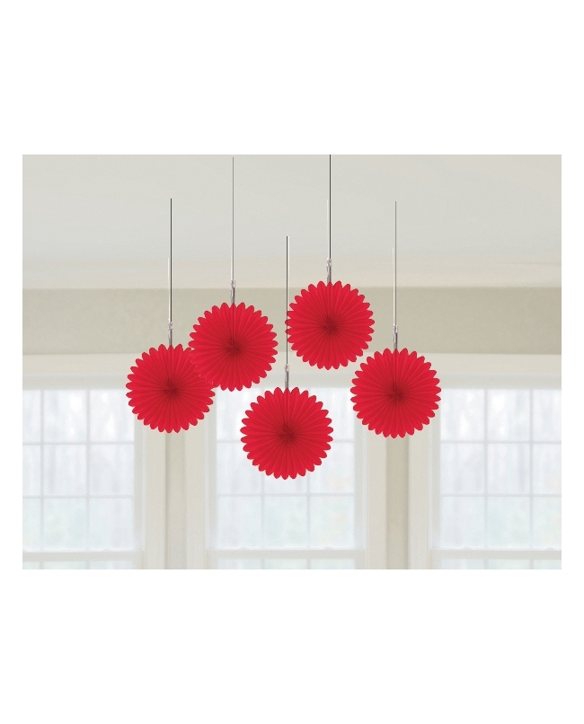 Decor. Colg. Abanico Rojo Papel 15,2cm