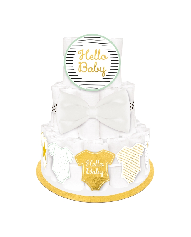 Deco Kit Tarta Pañales Hello Baby