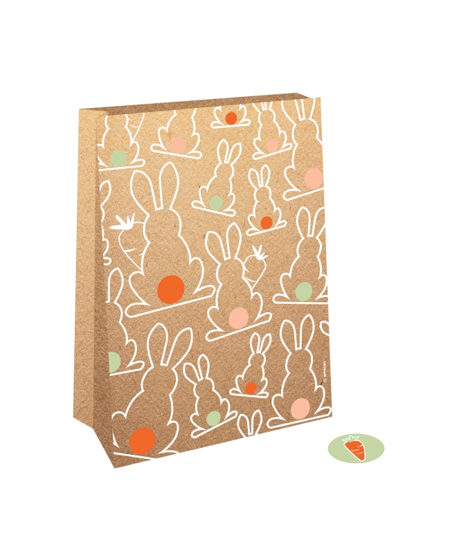 Bolsas Papel Conejos Pascua 15X21X6cm