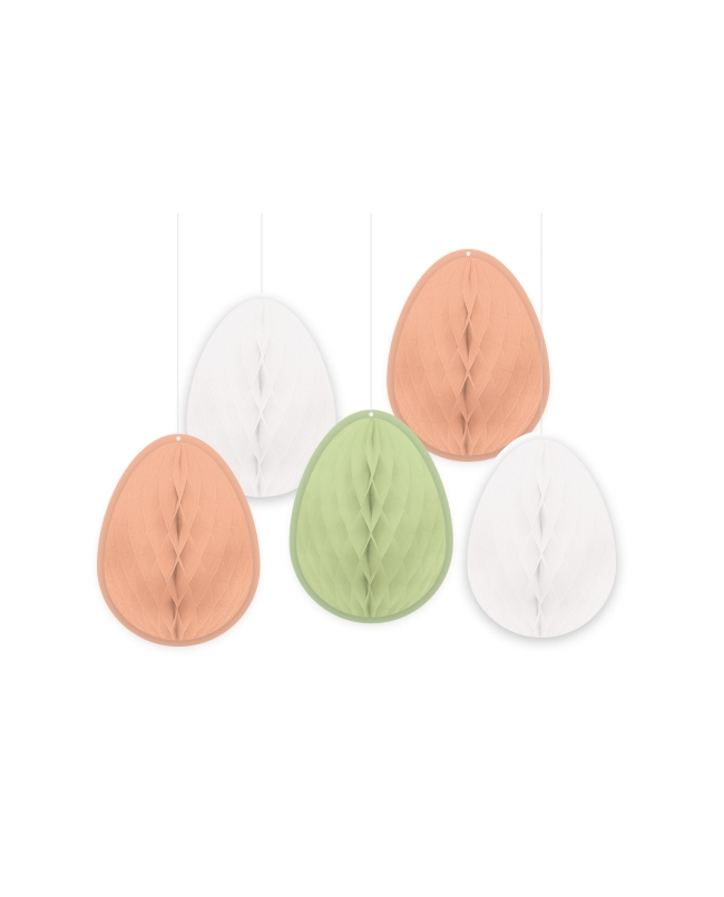 Deco Colgante Huevos Pascua Nido Abeja 11,5X15cm