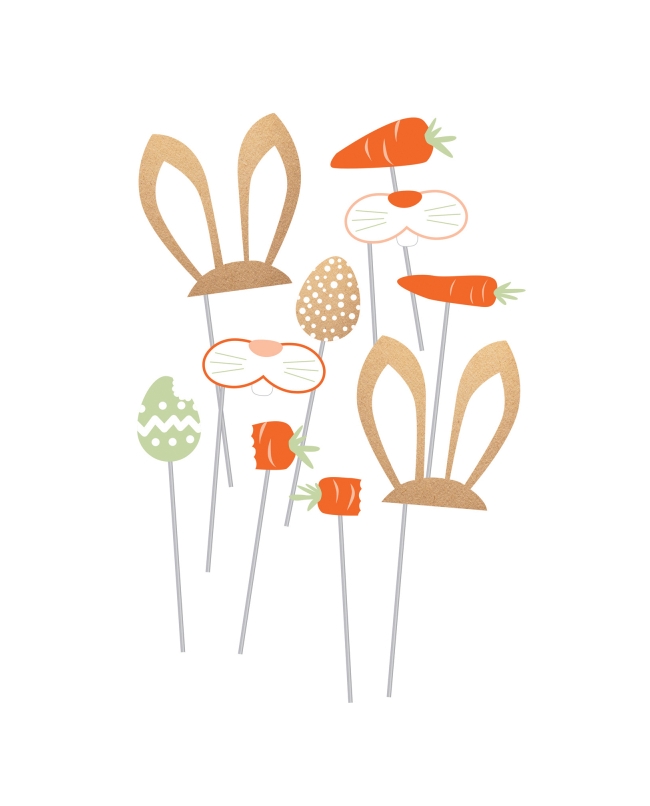 Kit Acc. Fotos Conejos Pascua 28,5X14,7 Madera/Papel