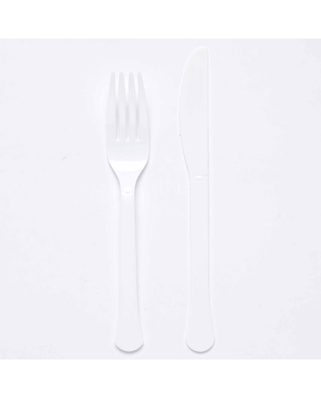 Tenedores Y Cuchillos Plastc. Blanco Coco18cm