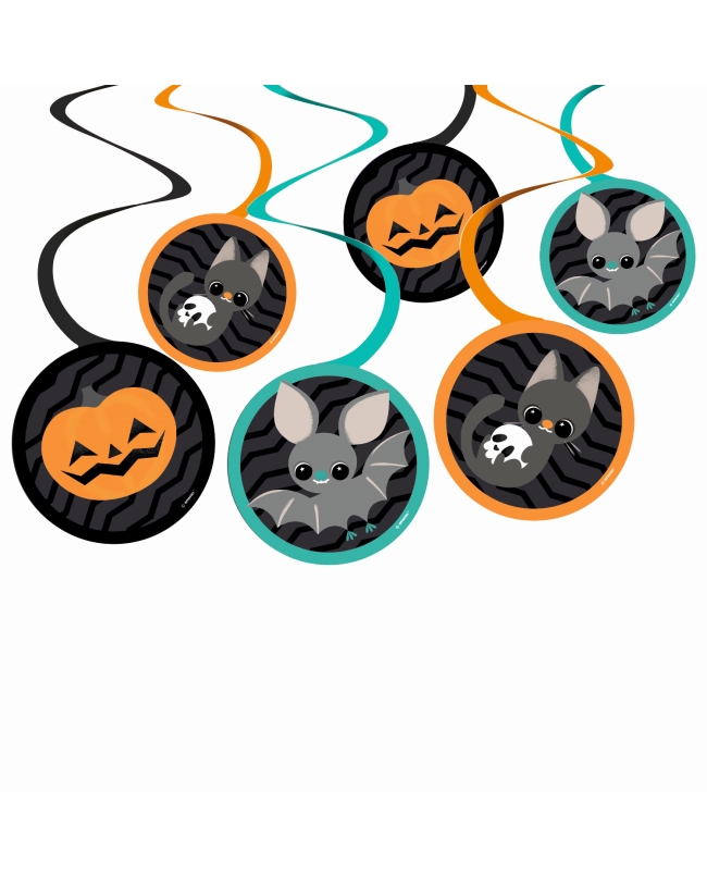 Deco Espiral Gatos Y Murcielagos 60cm Papel