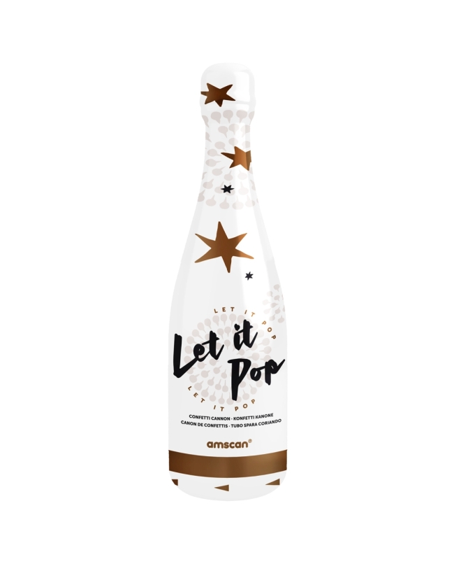 Botella Lanza Confeti Estrellas Oro Rosa Foil 32cm(6)