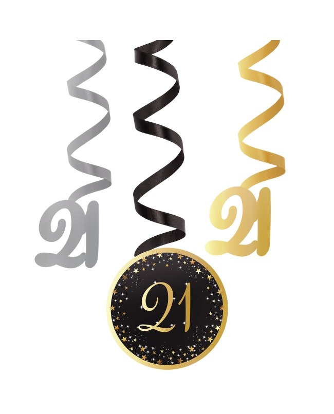 Decor. Colg. Espiral Cumple Estrellado Oro 21 61cm