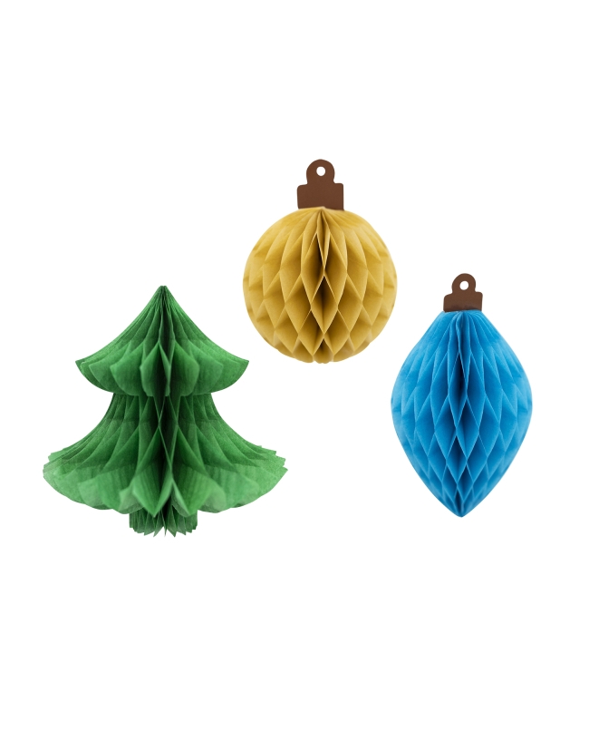 Decor. Colg. Nido Abeja Bosque Xmas 9X12-7X14-16X16cm