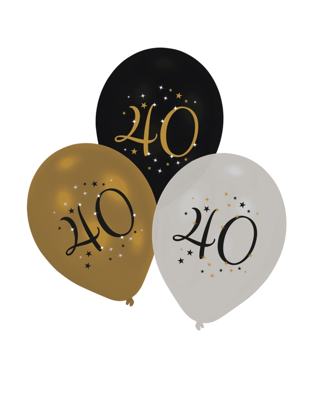 Globos Latex 27cm Cumple Estrellado Oro 40