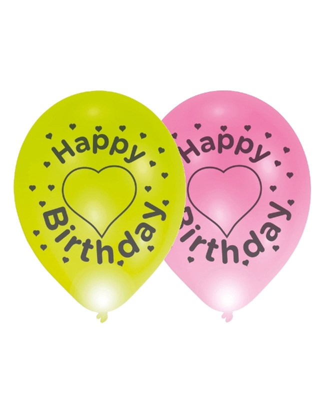 Globos Latex 27,5cm Led H. Bday Corazones