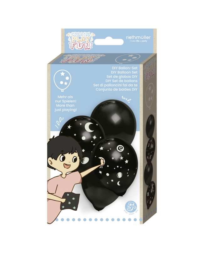 Globos Latex 36cm Negros Neon Blanco