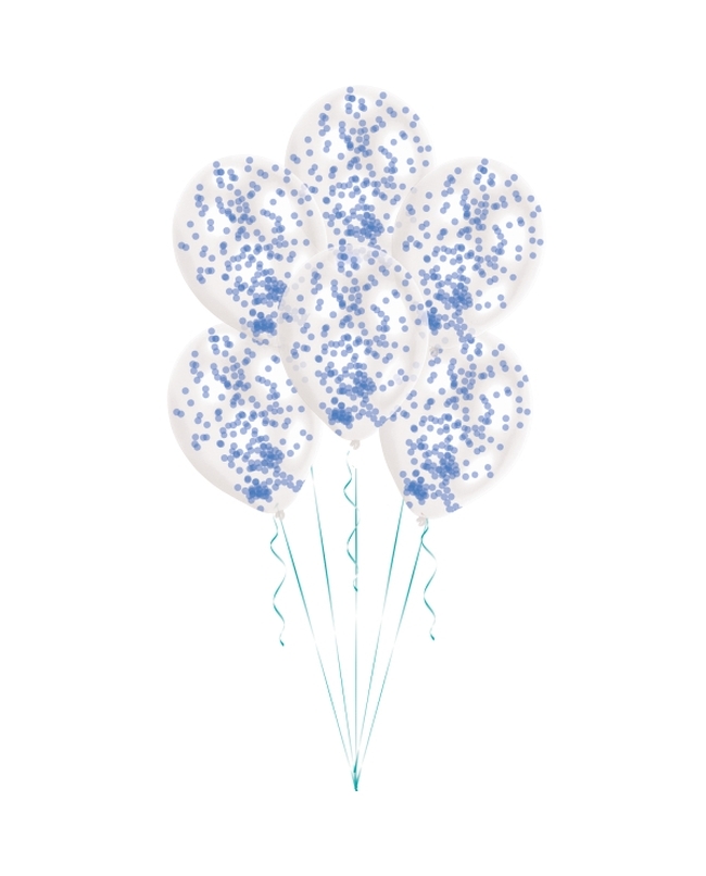 Globos Latex 27,5cm Cristal + Confeti Azul 1gr