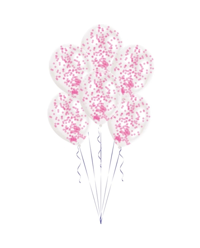 Globos Latex 27,5cm Cristal + Confeti Rosa 1gr