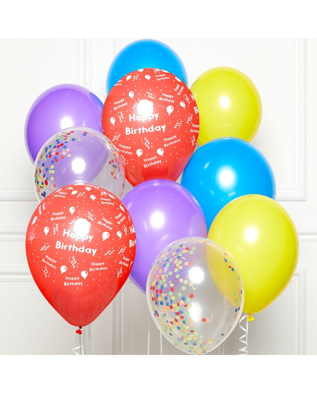 Globos Latex 27,5cm Kit Bouquet Happy Bday