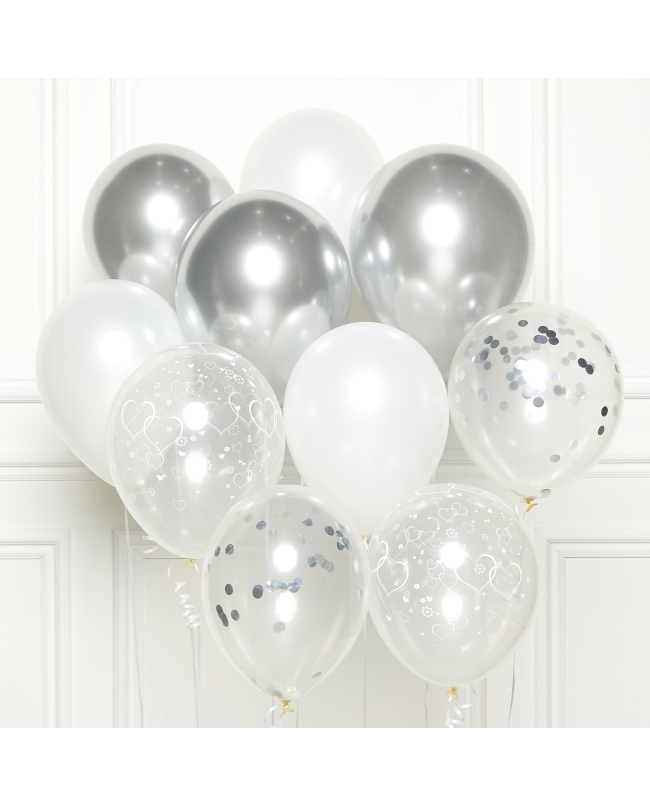 Globos Latex 27,5cm Kit Bouquet Plata