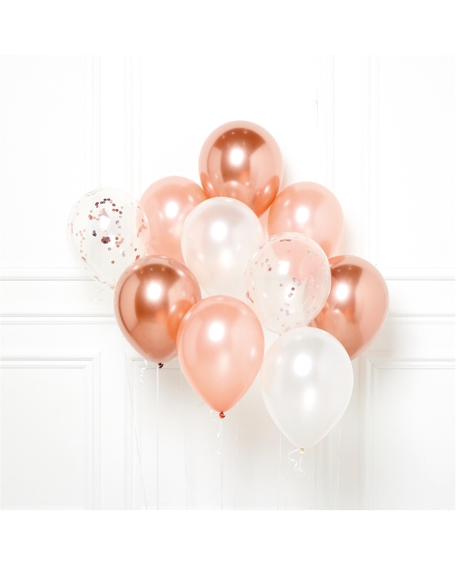 Globos Latex 27,5cm Kit Bouquet Rosa Oro
