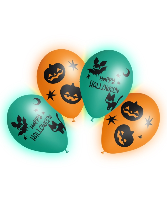 Globos Latex 27,5cm Led Gatos Y Murcielagos