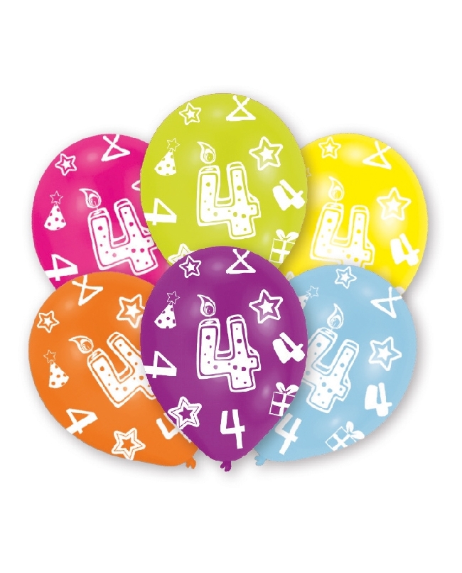 Globos Latex 27,5cm 4 Años Surtido