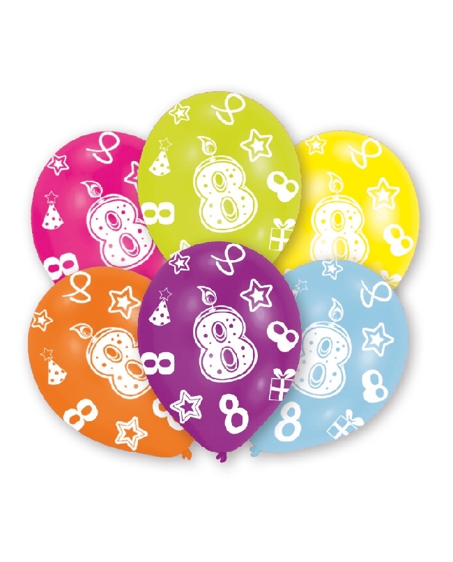 Globos Latex 27,5cm 8 Años Surtido