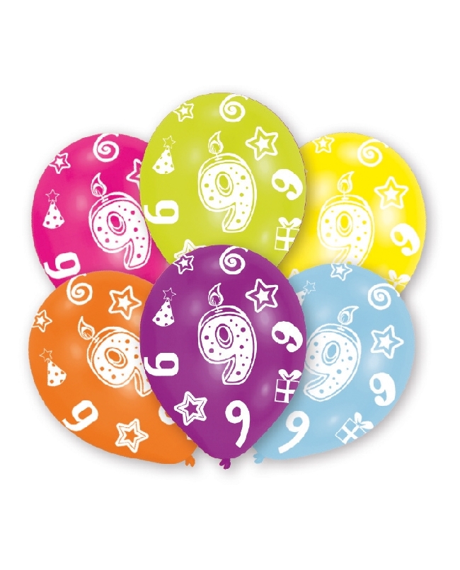 Globos Latex 27,5cm 9 Años Surtido